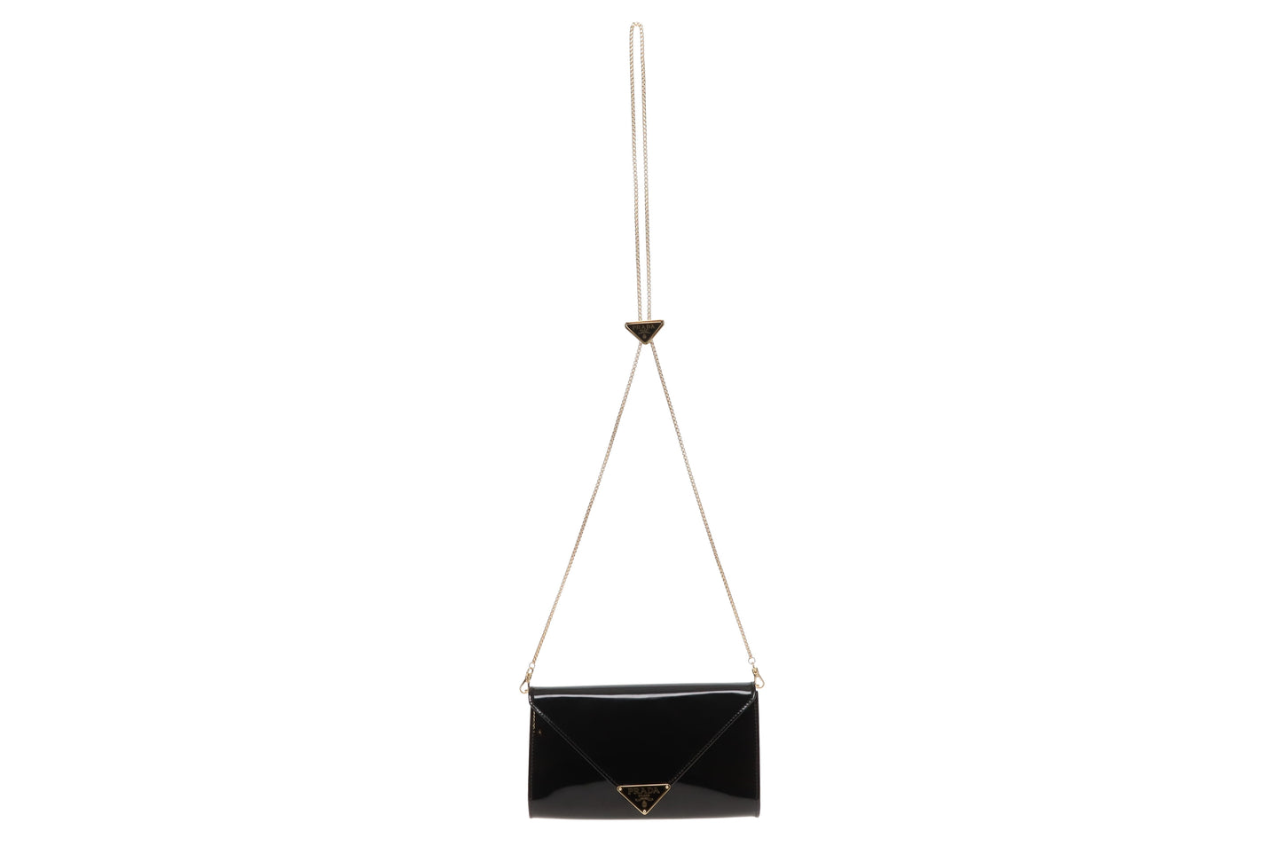 Prada Envelope Wallet on Chain Black Patent GHW