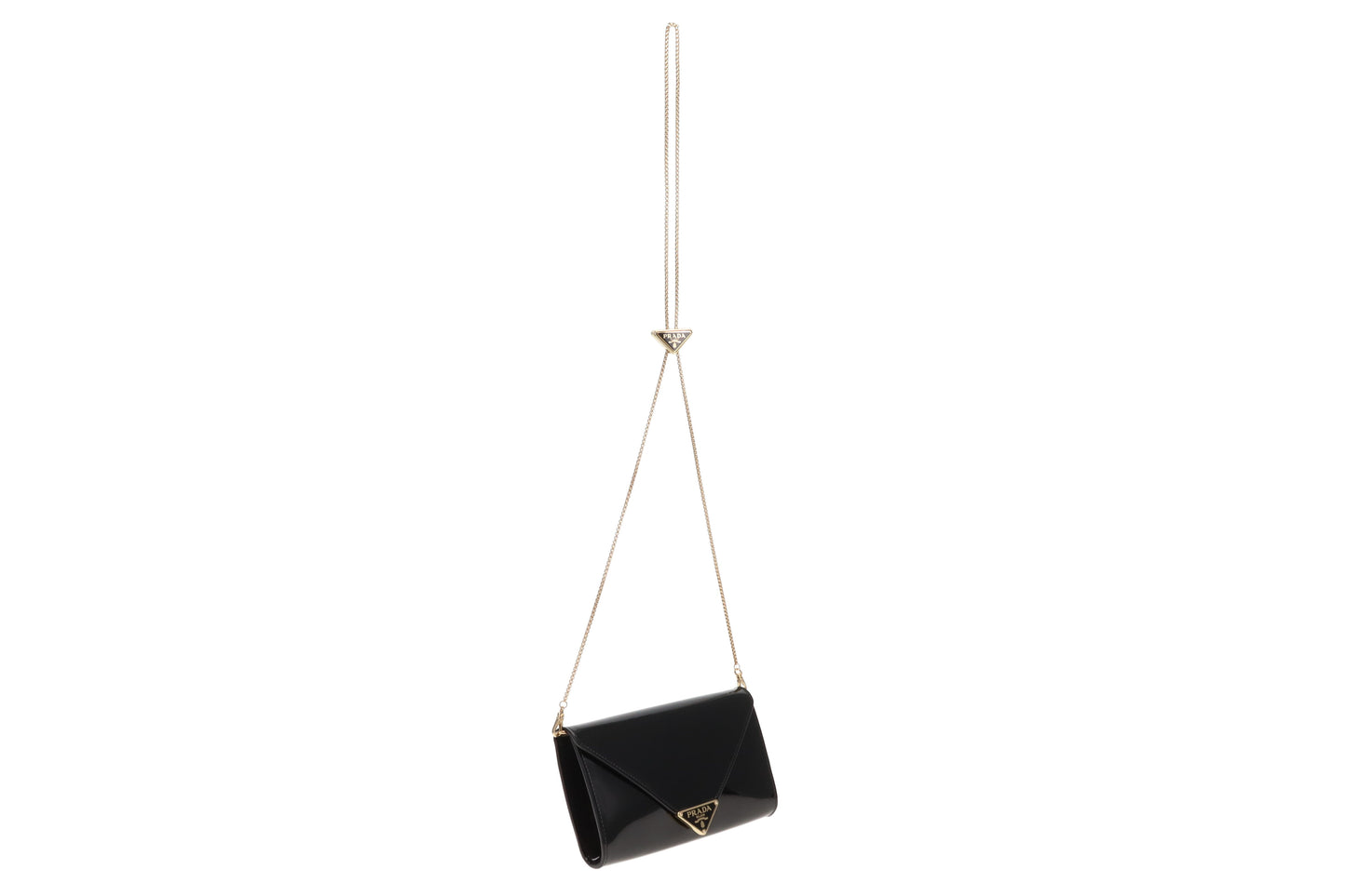 Prada Envelope Wallet on Chain Black Patent GHW