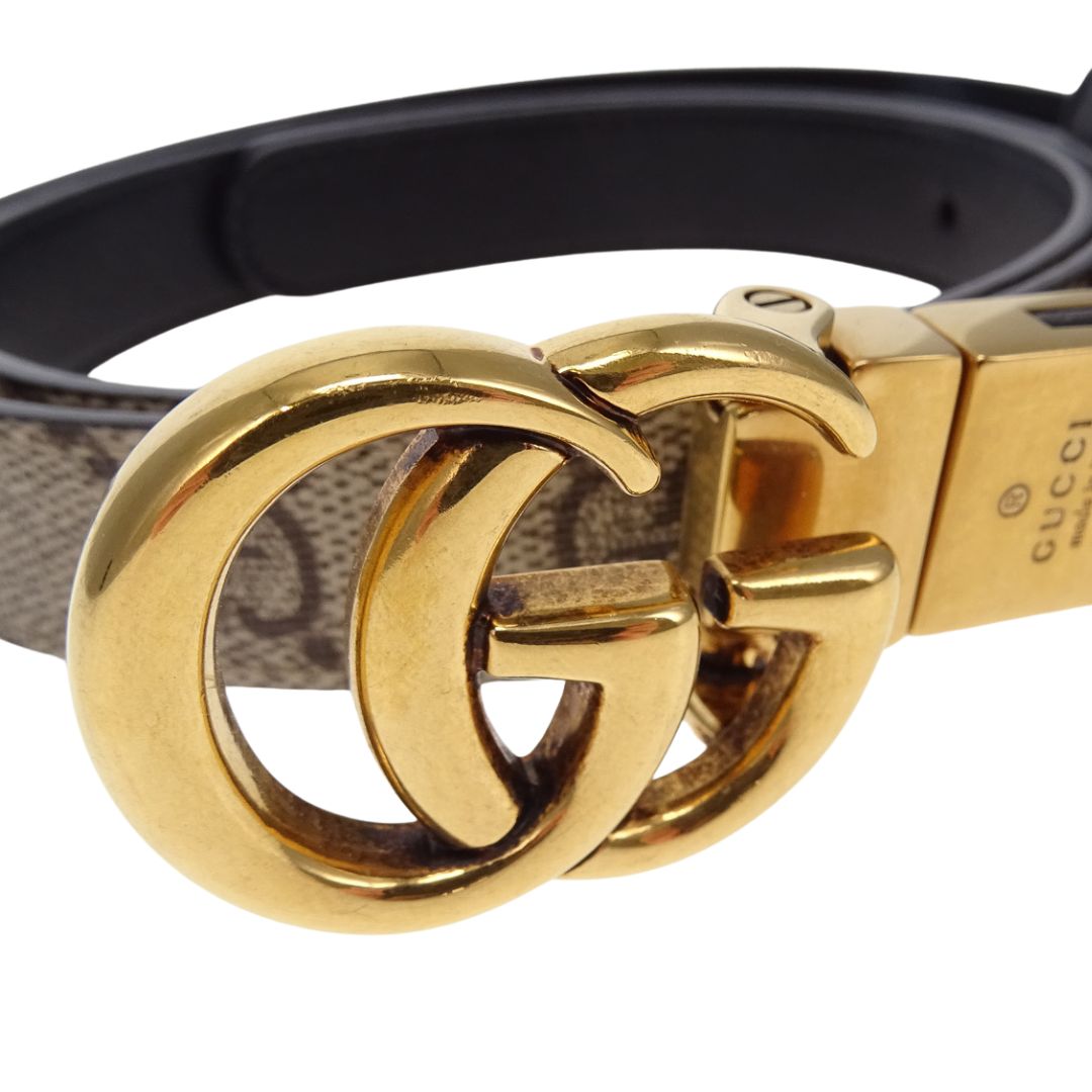 Gucci Marmont GG Thin Belt In GG Supreme Canvas & Leather 80/32