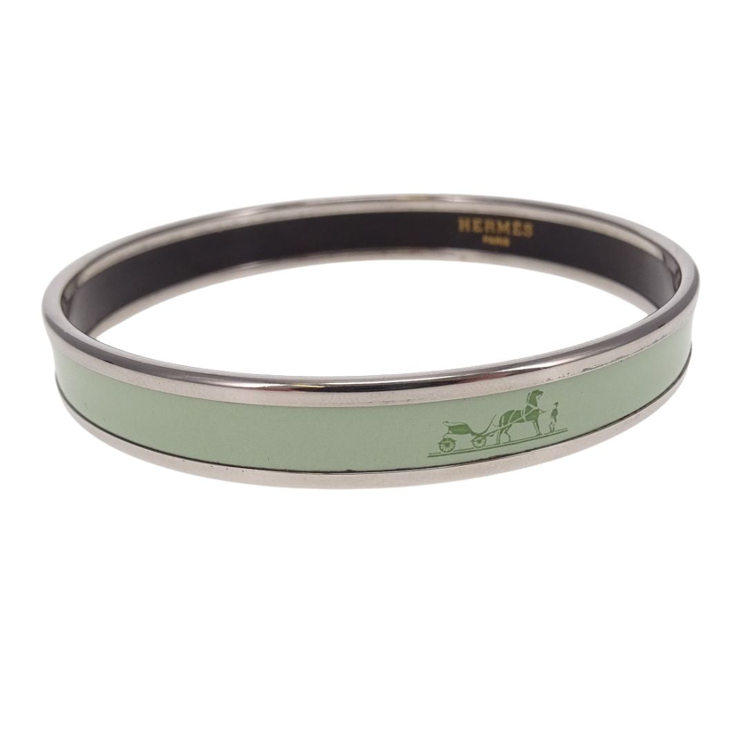 Hermes Printed Enamel Bangle Narrow Turqouise Small