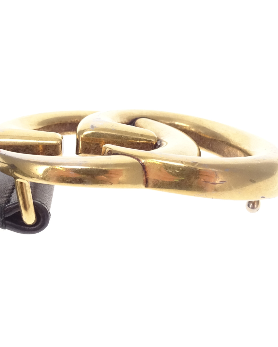 Gucci Black Leather GHW GG 4cm Belt 80cm