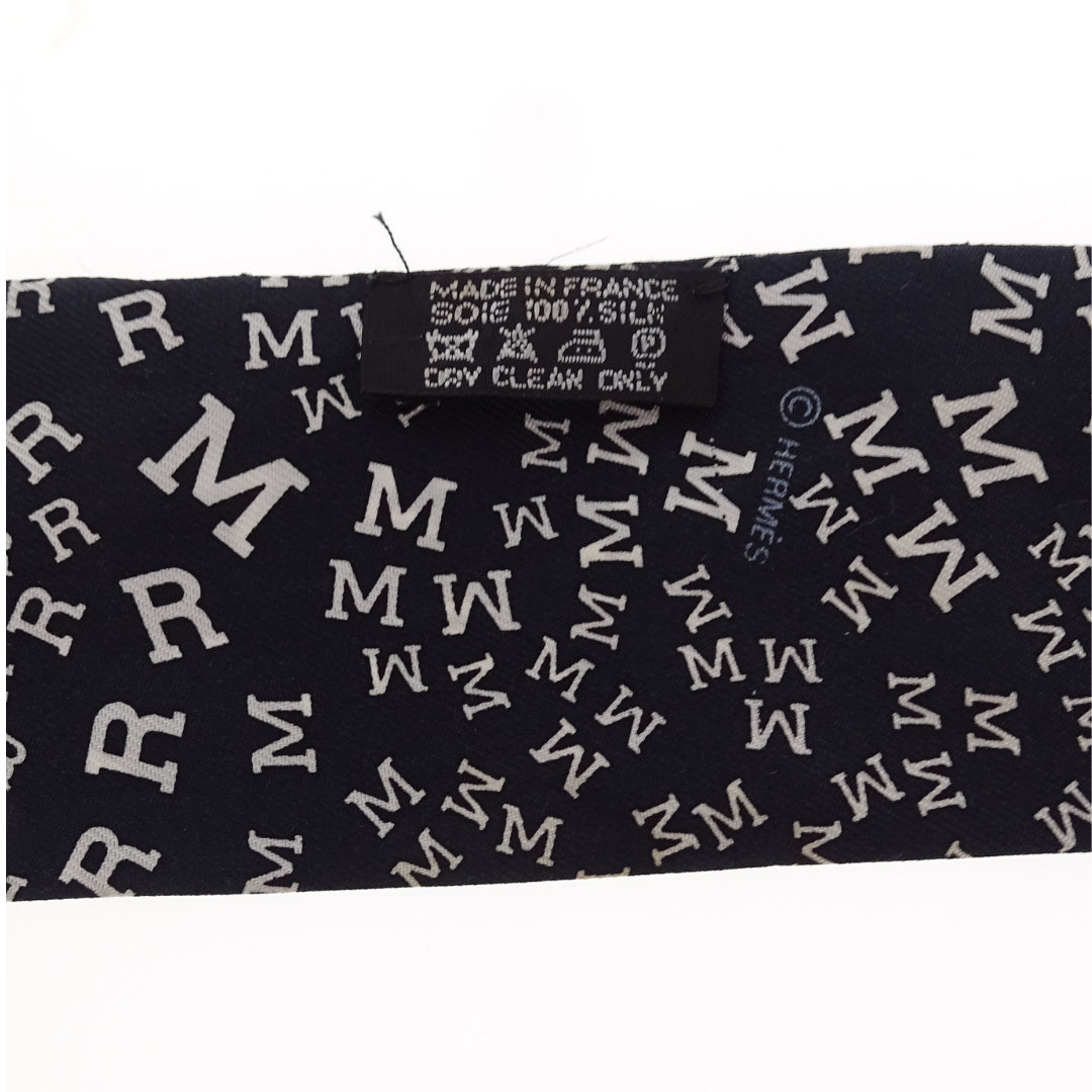 Hermes Silk Twilly Jumbled Monogram Black
