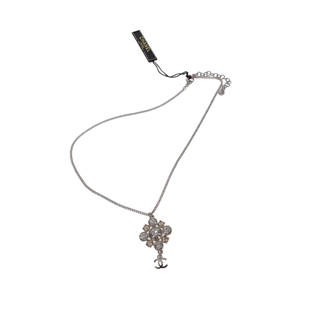 Chanel Crystal & Brown Strass Pendant On Chain 13V