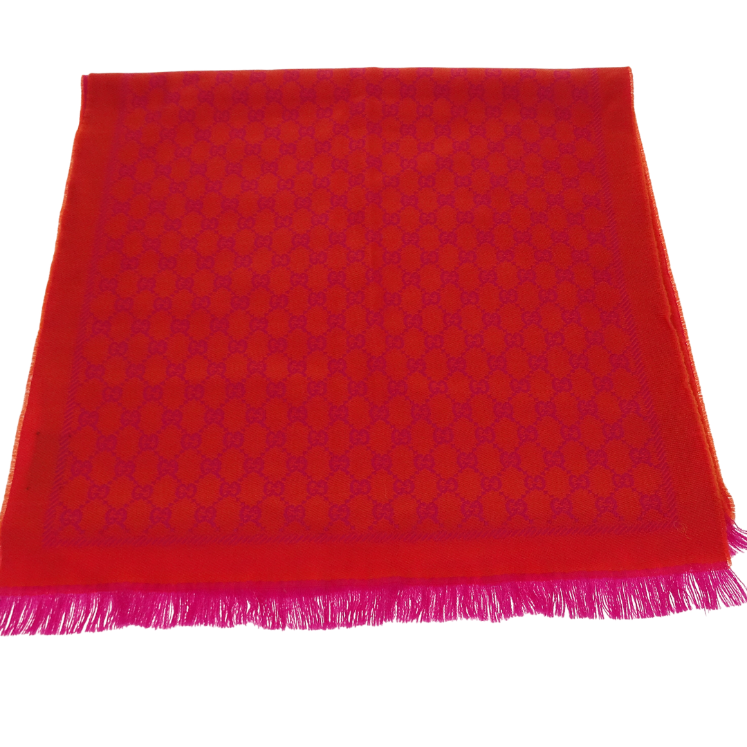 Gucci Scarf 100% Wool Pink/Orange