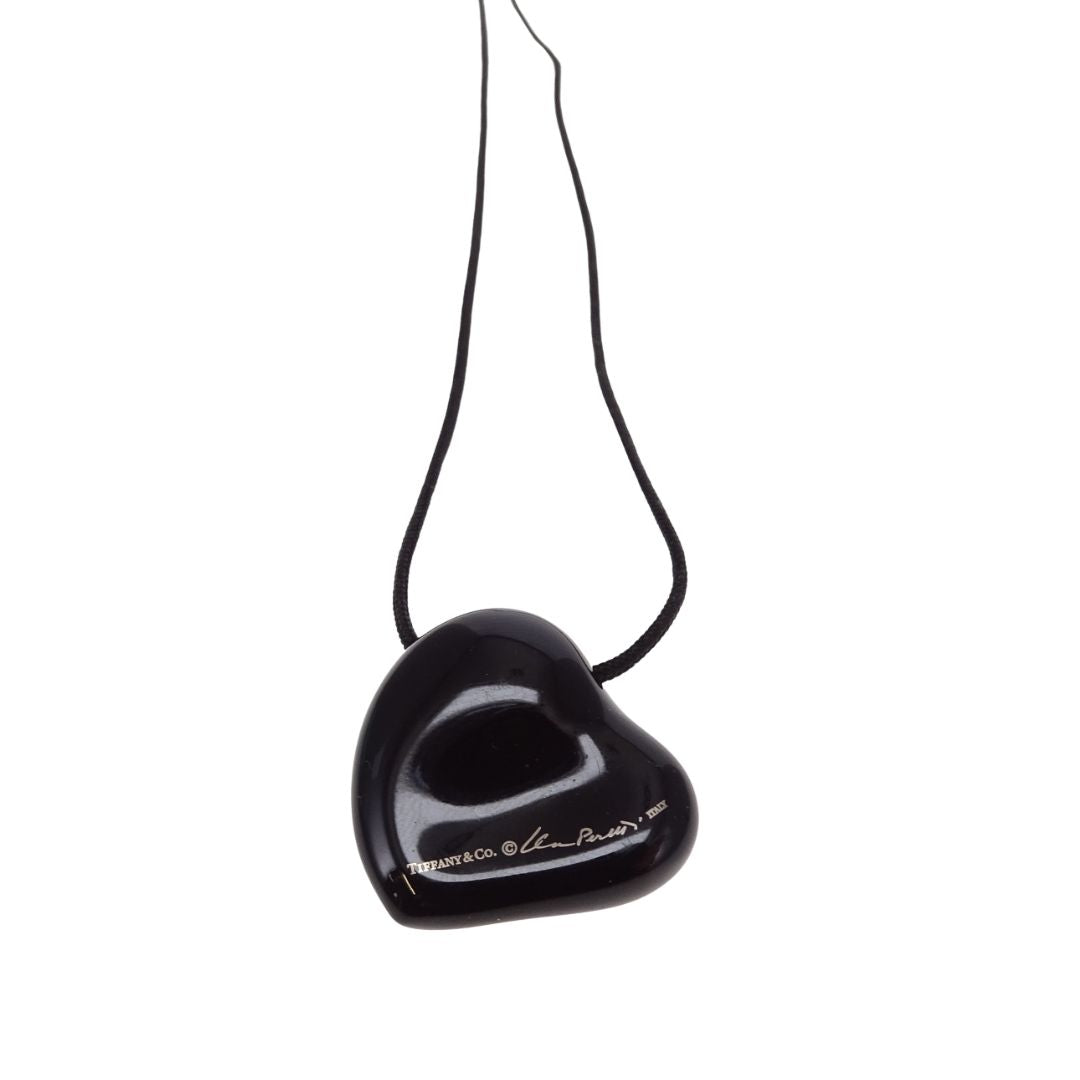 Tiffany & Co Full Heart Pendant Elsa Peretti Ruthenium & Copper On Rope