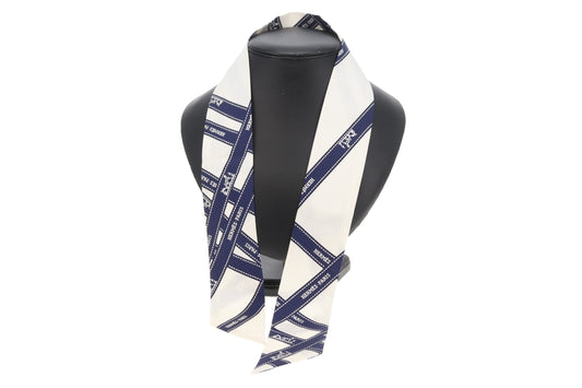 Hermes Silk Twilly Navy Ribbon Detail