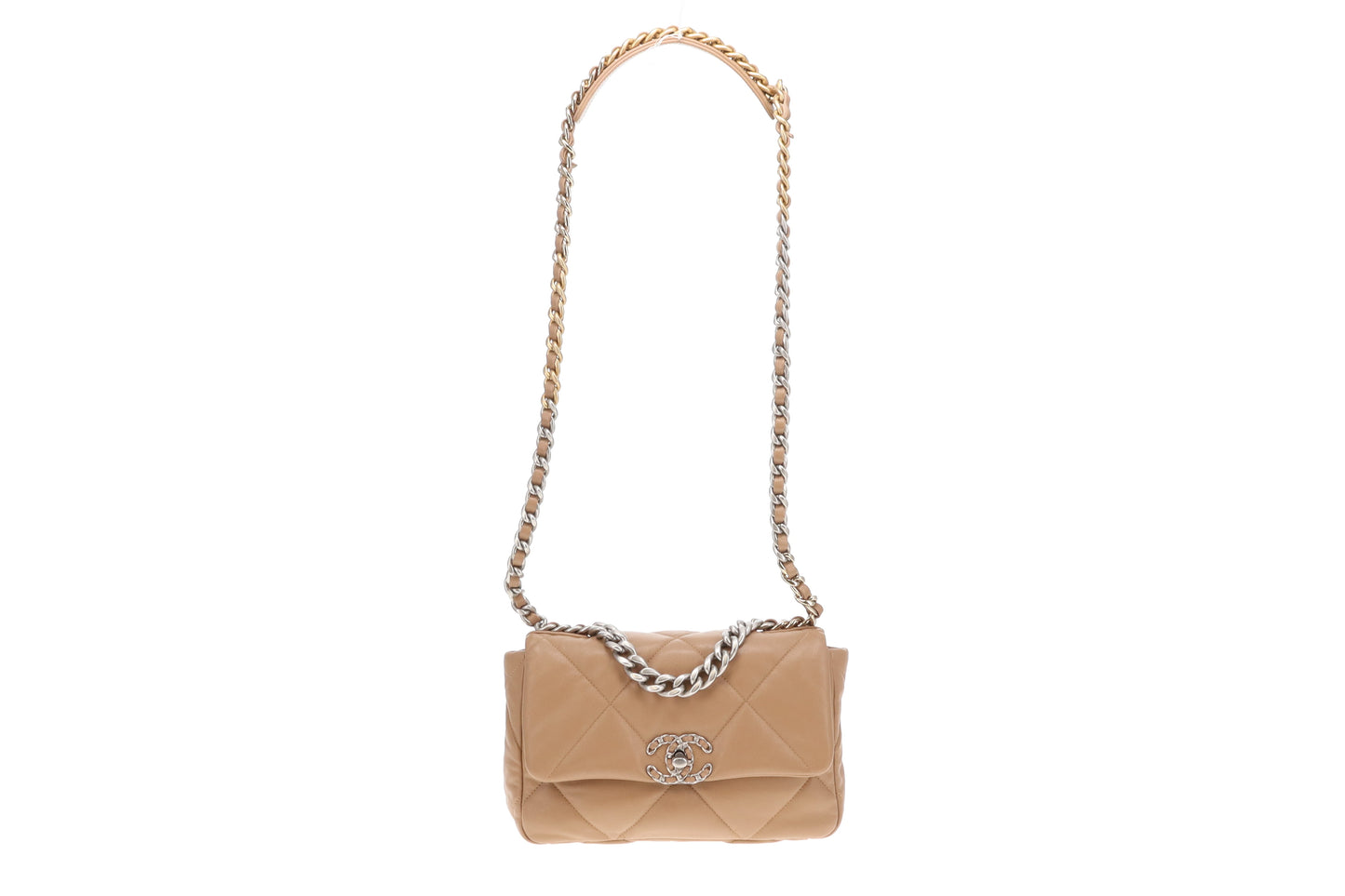 Chanel 19 Bag Small In Beige Lambskin 2024