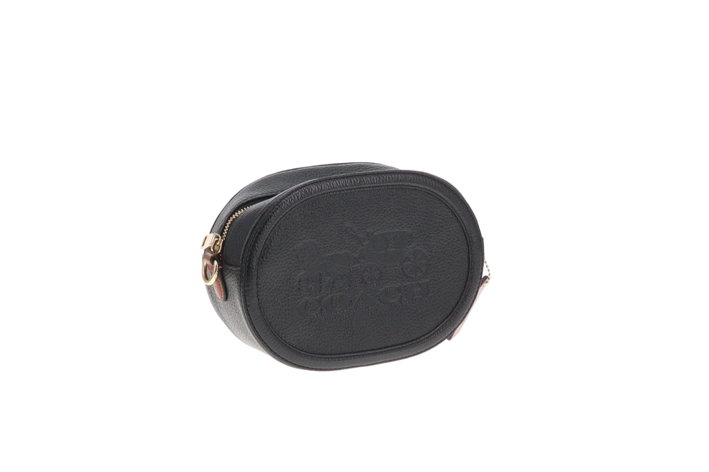 Coach Logo Oval Crossbody Black with Brown Strap