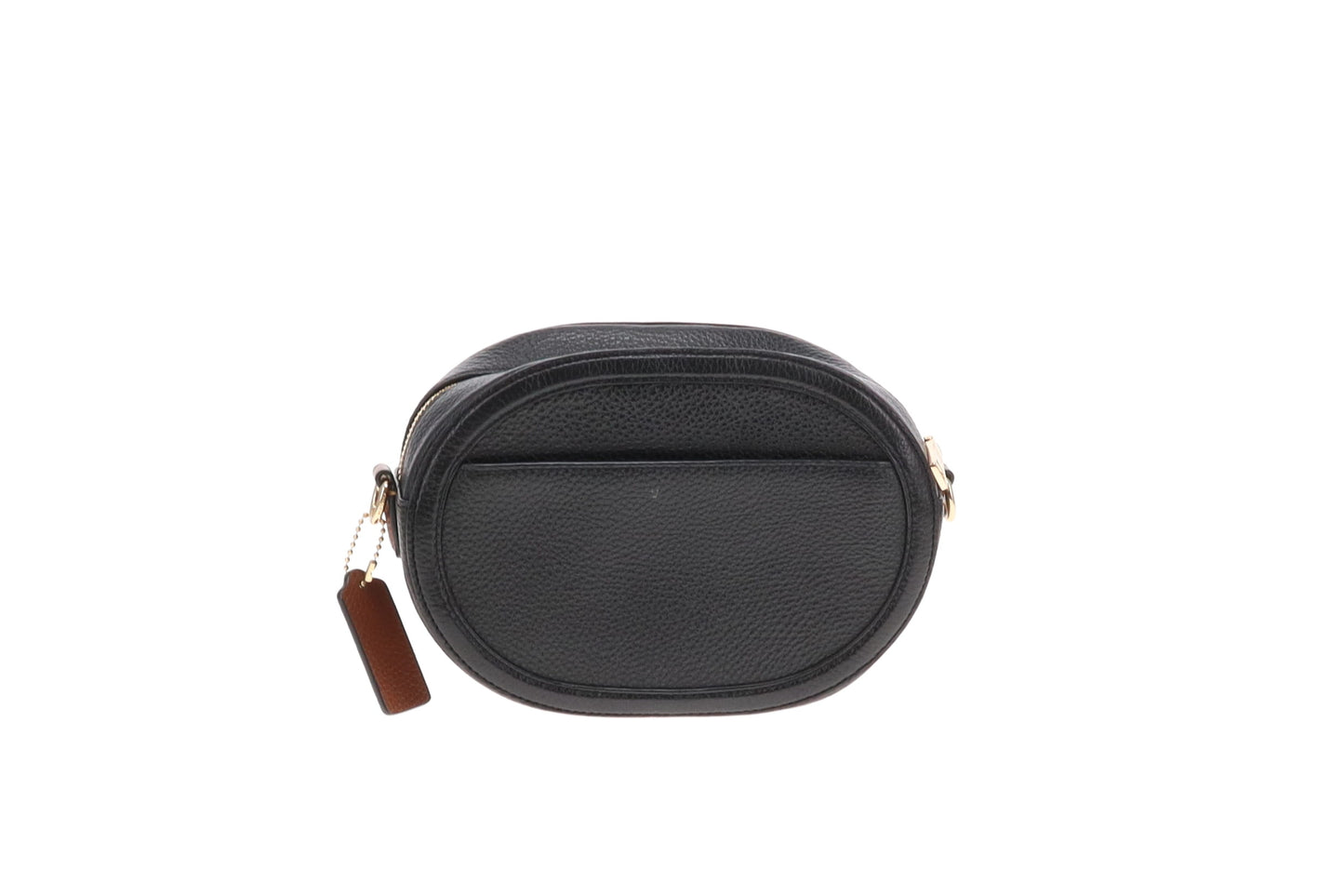Coach Logo Oval Crossbody Black with Brown Strap
