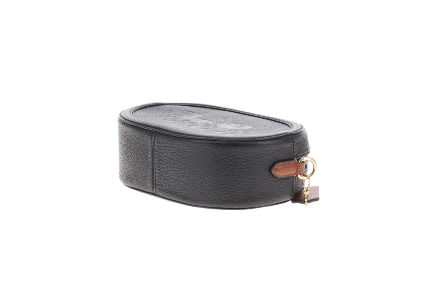 Coach Logo Oval Crossbody Black with Brown Strap