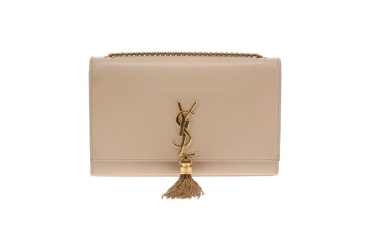 Saint Laurent Kate Tassle Bag Beige Smooth Leather GHW 2016