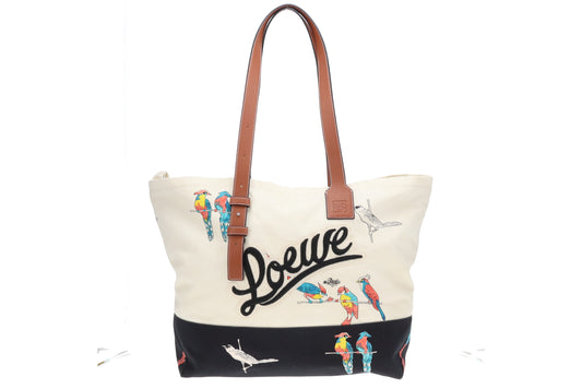 Loewe Paula's Ibiza Parrots Canvas Zipped Tote