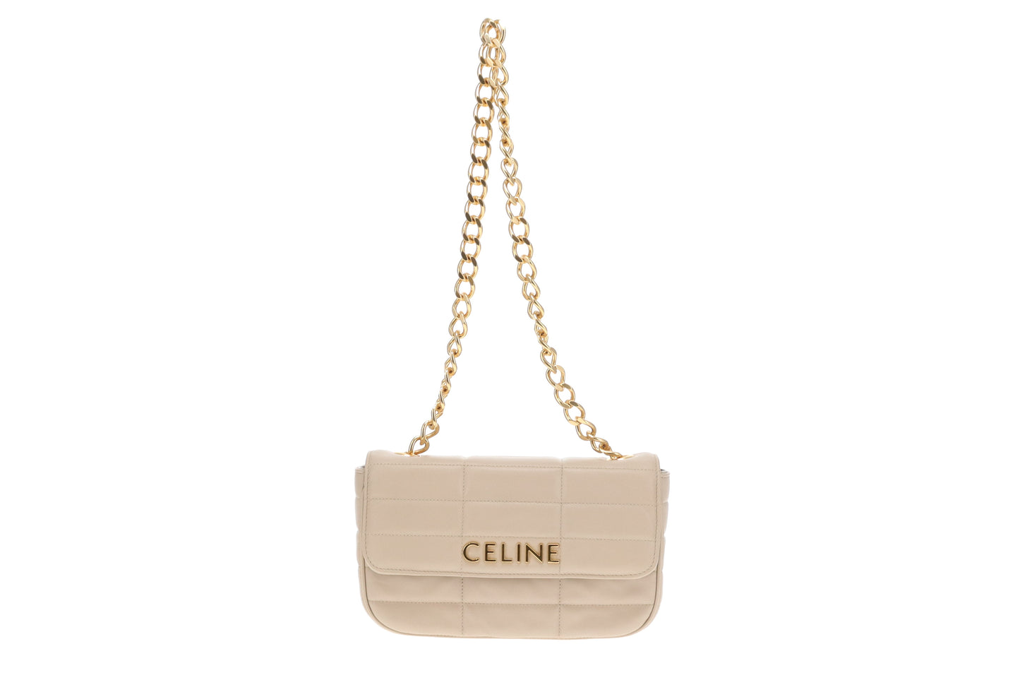 Celine Chain Shoulder Bag Beige GHW