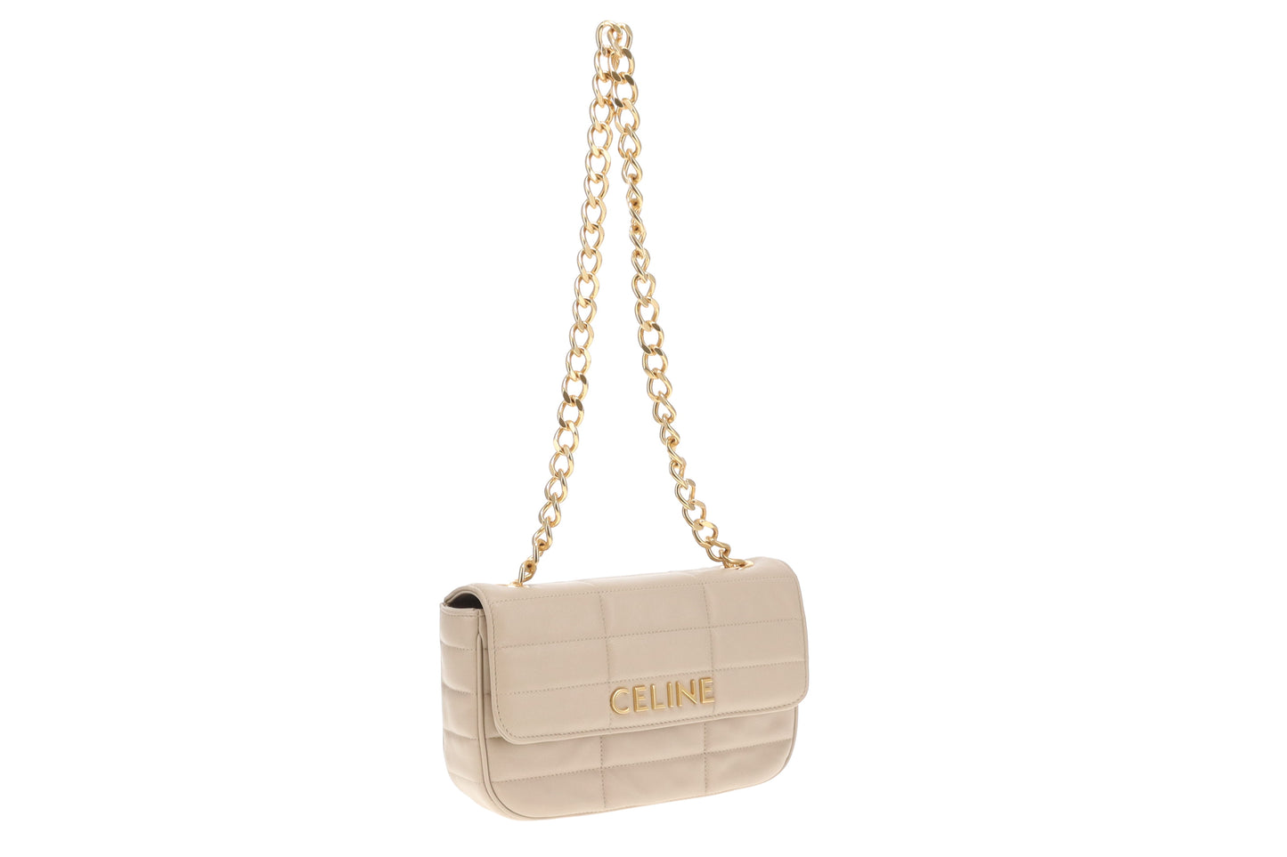 Celine Chain Shoulder Bag Beige GHW
