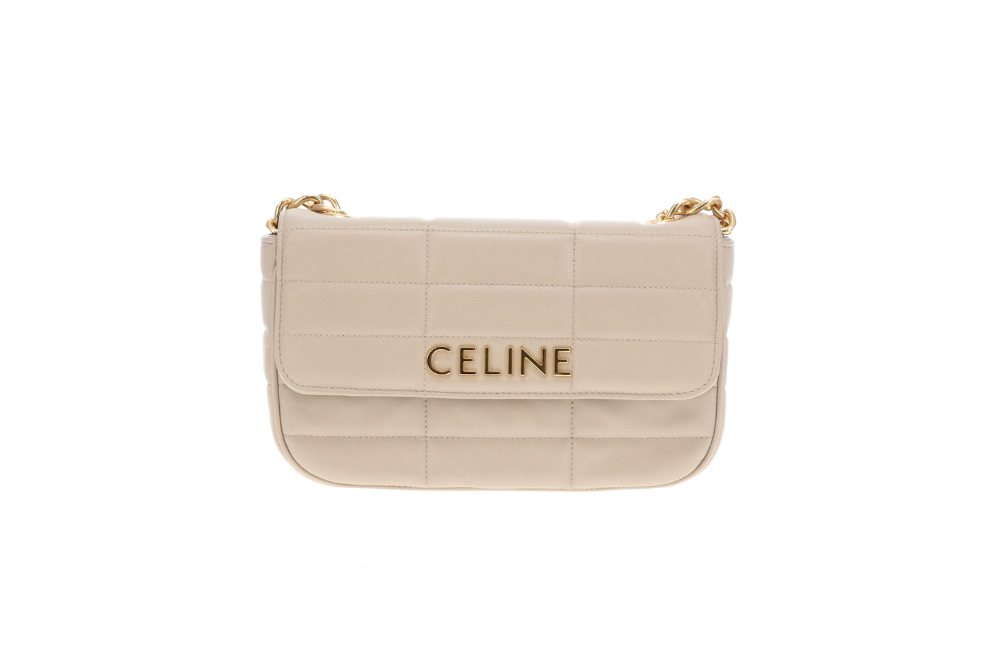 Celine Chain Shoulder Bag Beige GHW