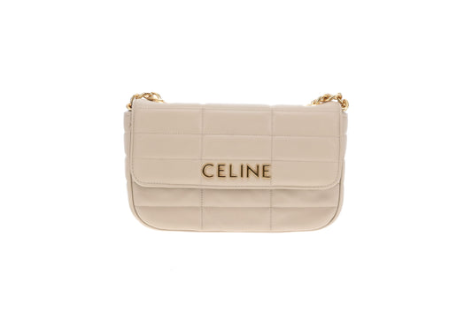 Celine Chain Shoulder Bag Beige GHW