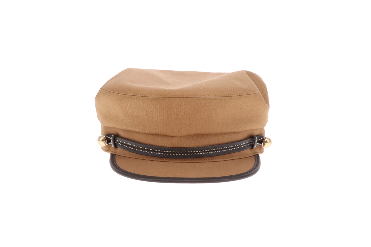 Hermes Giuletta Ex Libris Hat Cotton & Ebene Leather Size 57