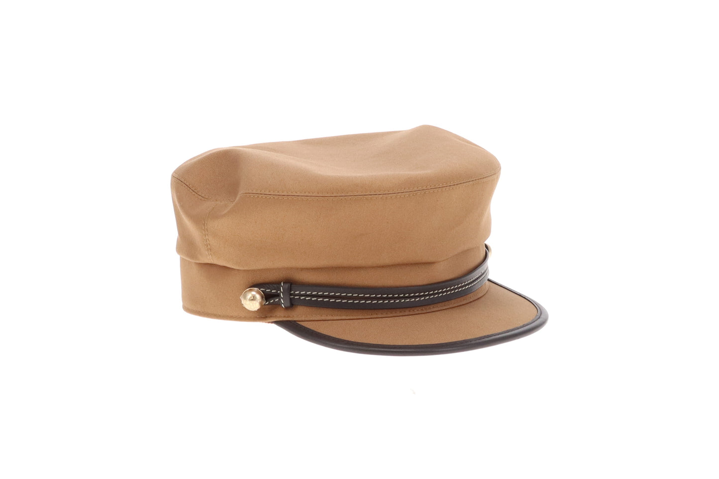 Hermes Giuletta Ex Libris Hat Cotton & Ebene Leather Size 57