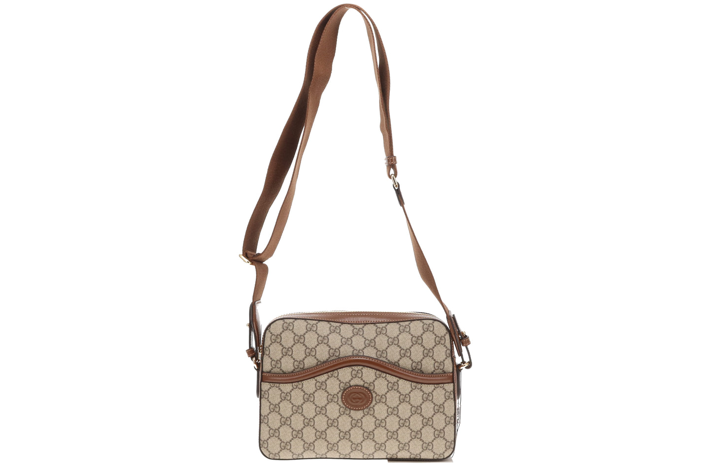 Gucci Interlocking G GG Supreme Messenger Bag Brown