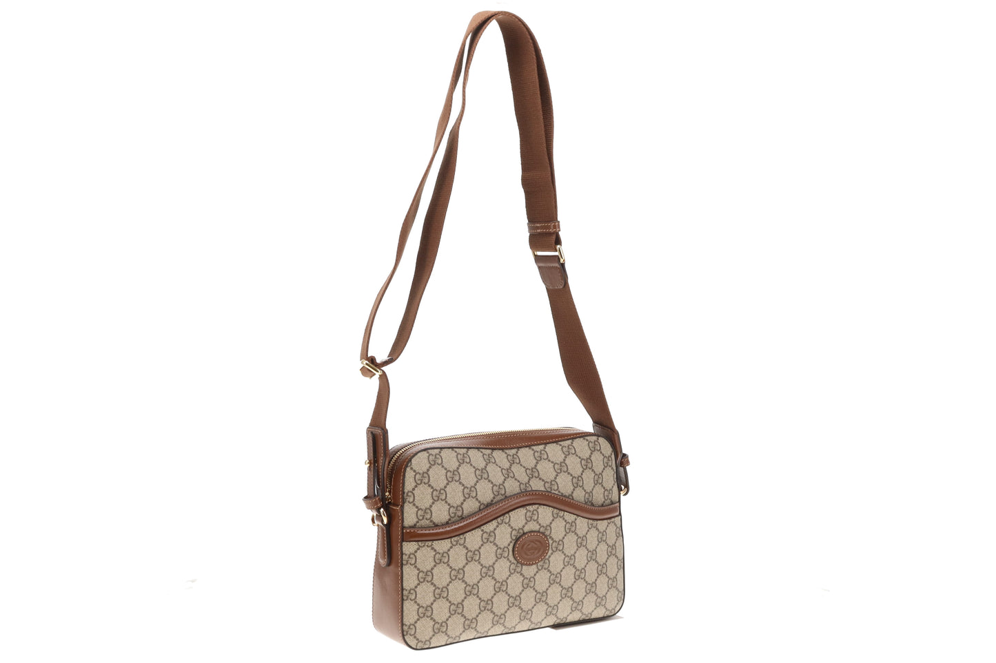 Gucci Interlocking G GG Supreme Messenger Bag Brown