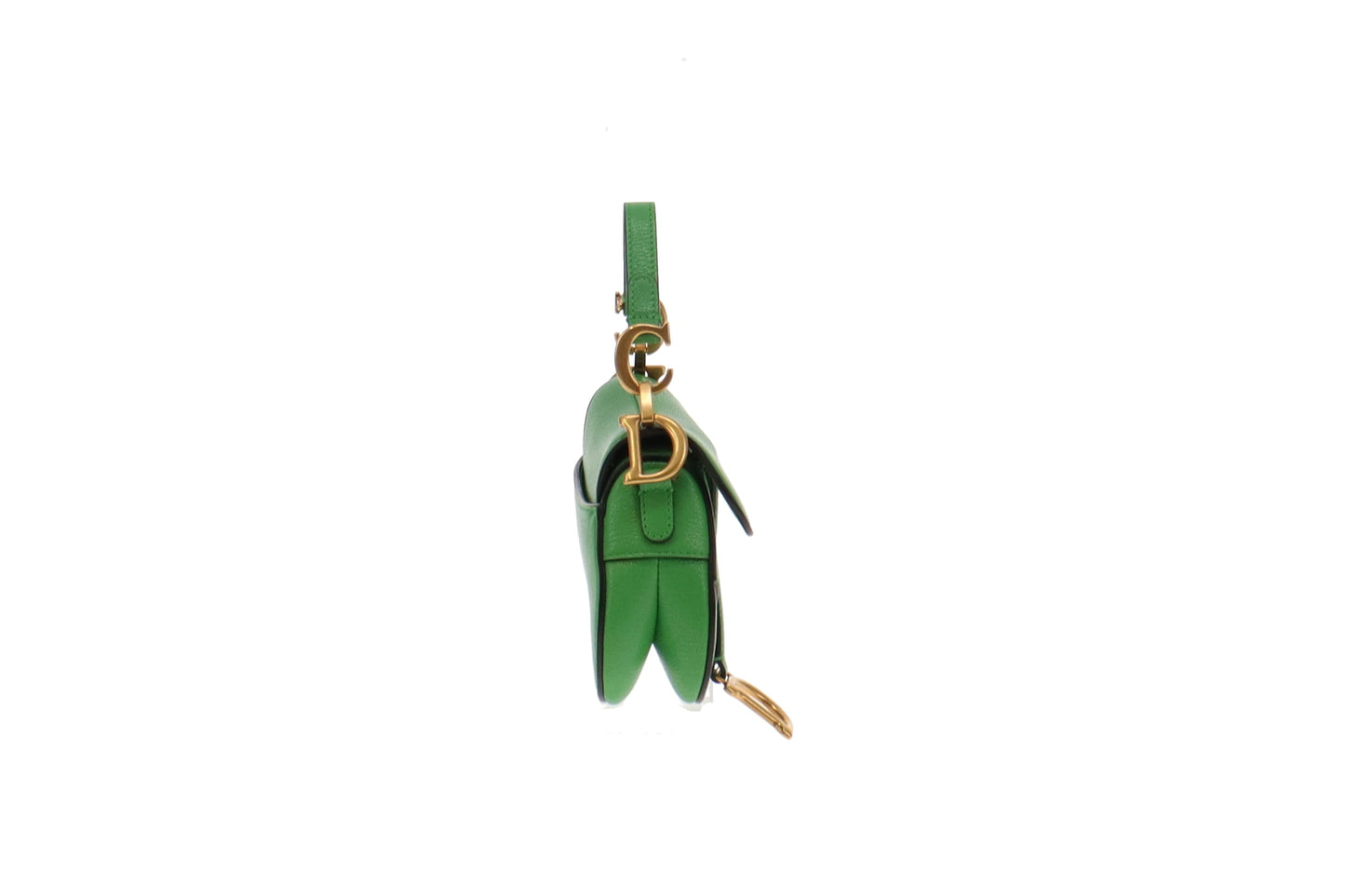 Dior Green Leather GHW Micro Saddle Bag with Strap 2022