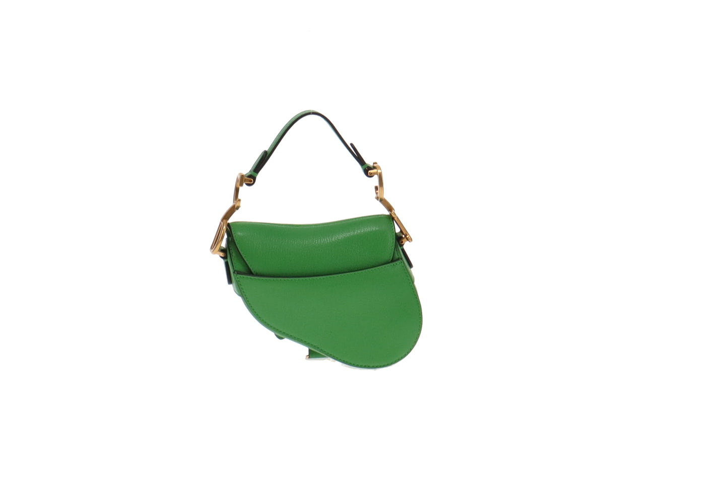 Dior Green Leather GHW Micro Saddle Bag with Strap 2022