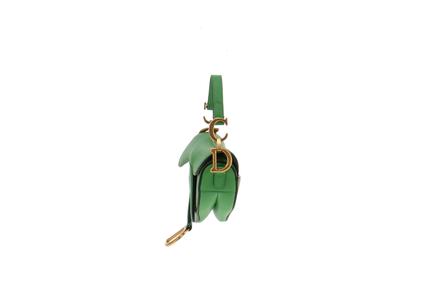 Dior Green Leather GHW Micro Saddle Bag with Strap 2022