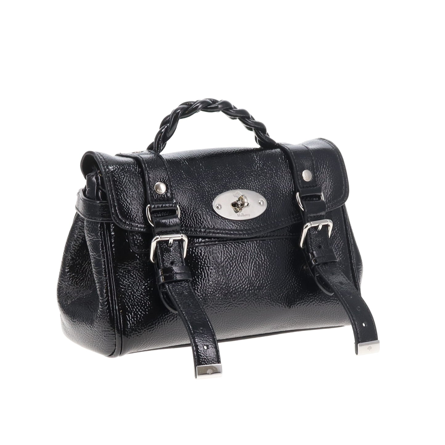 Mulberry Alexa Mini Black Spongy Patent SHW