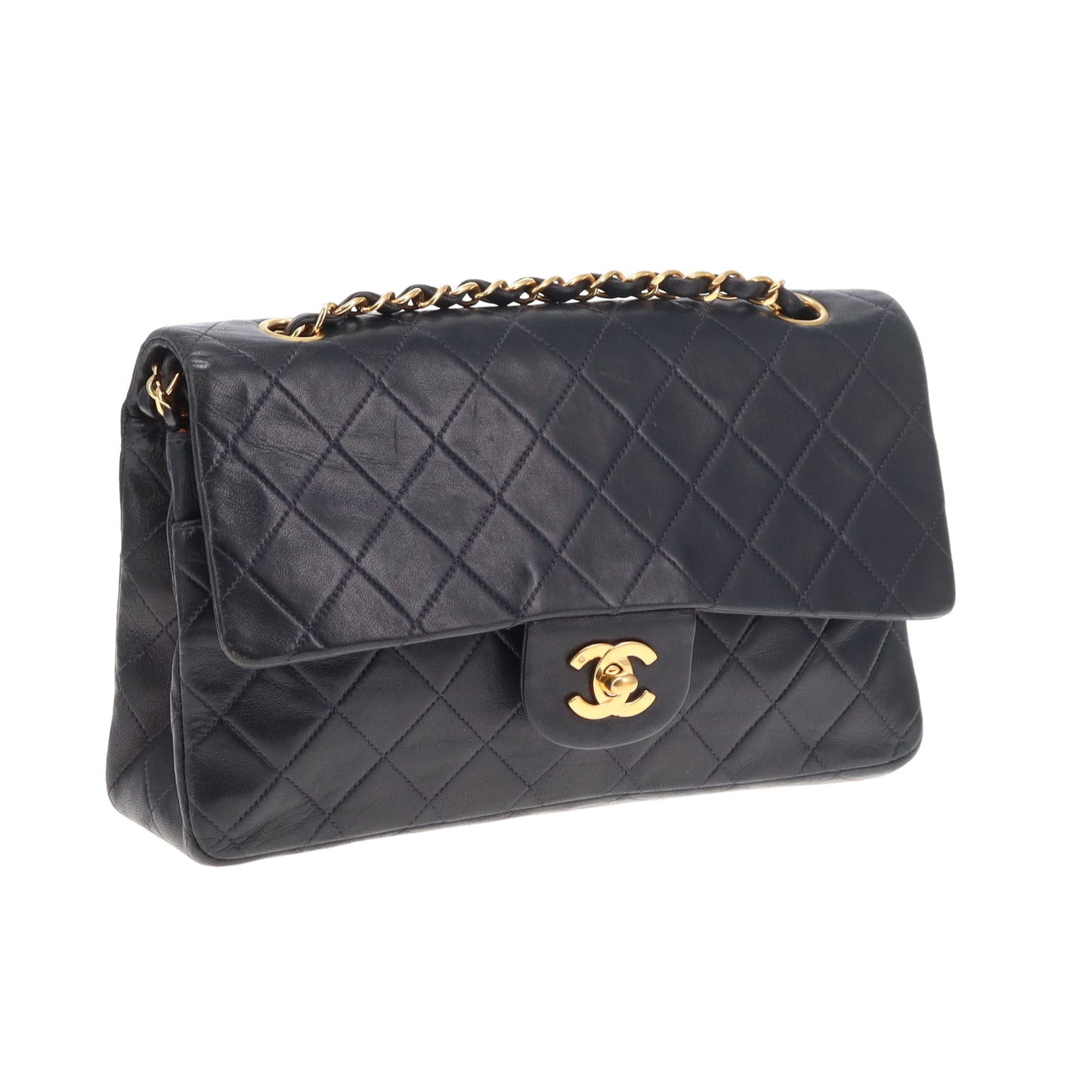 Chanel Classic Double Flap Medium Navy GHW 91/94