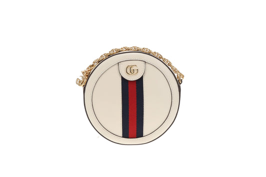 Gucci Ophidia Round Crossbody Bag Cream Leather
