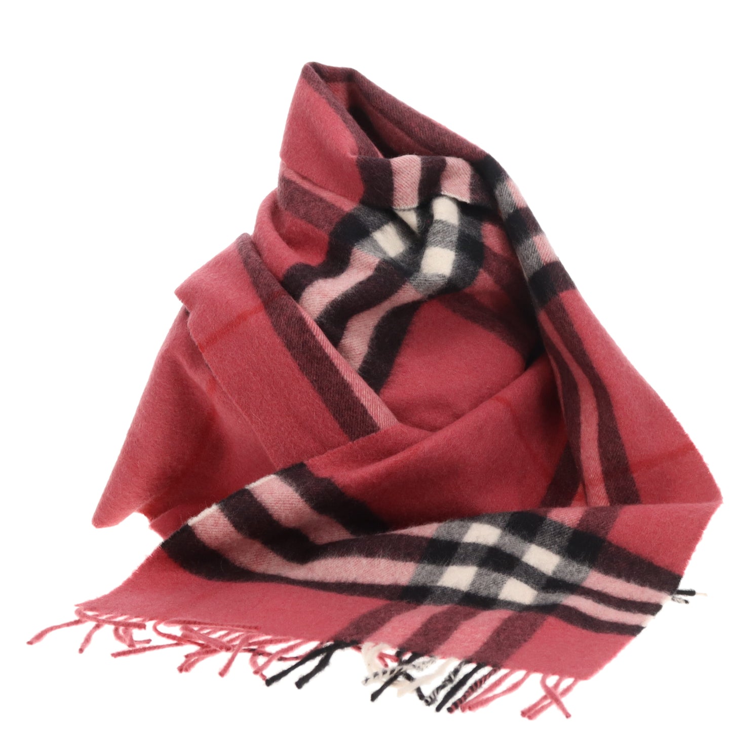 Burberry Check Scarf Pink 100% Cashmere