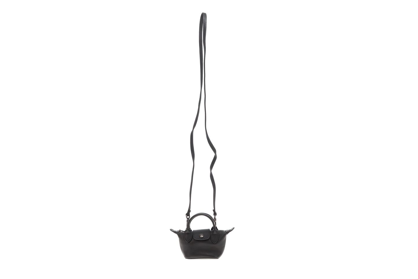 Longchamp Le Pliage Cuir Nano Crossbody Black