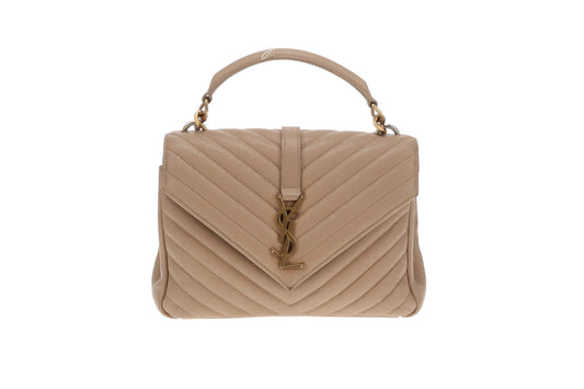 Saint Laurent College Bag Medium Dark Beige GHW 2023
