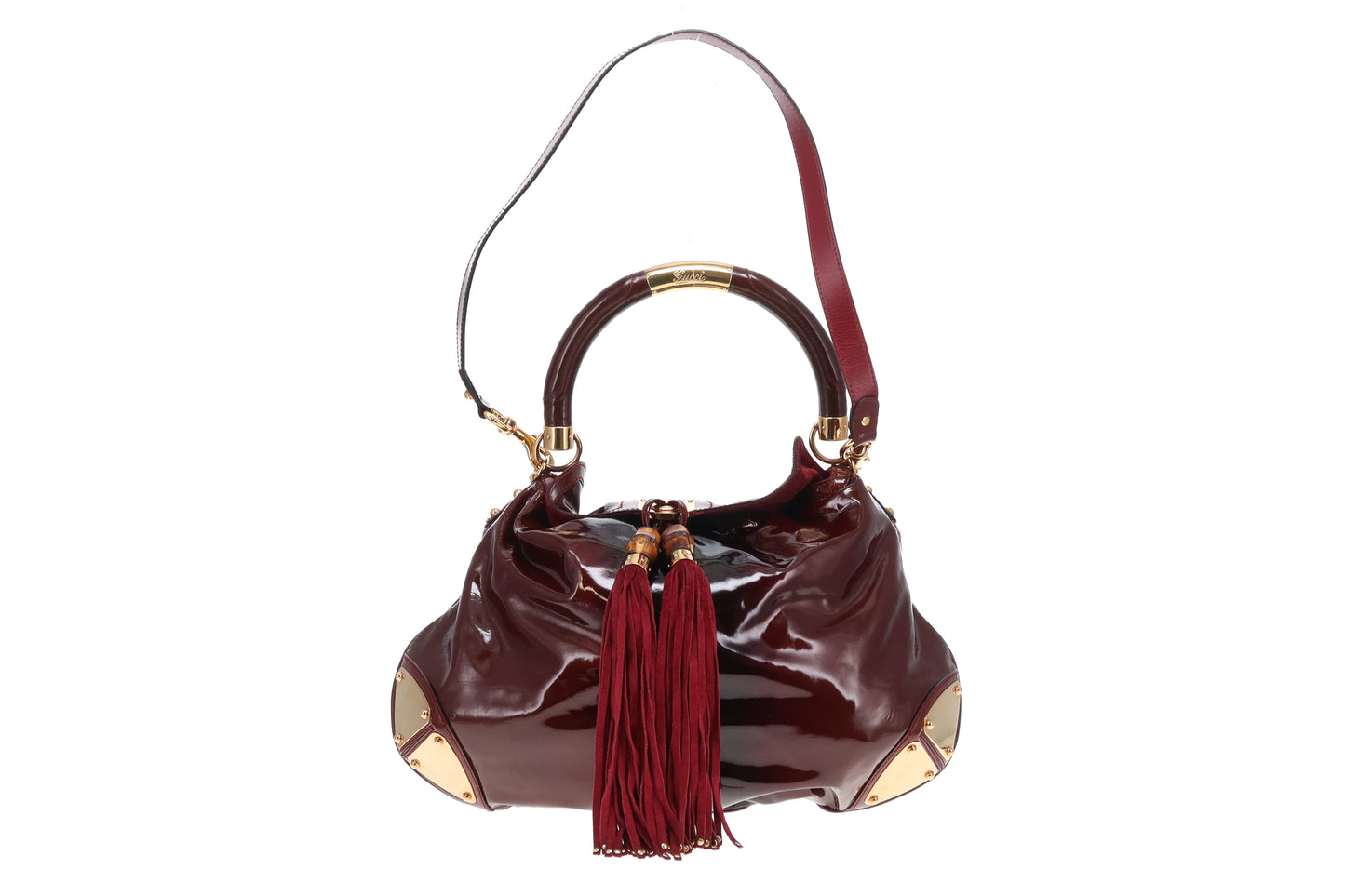 Gucci Indy Hobo Patent Ombre Burgundy