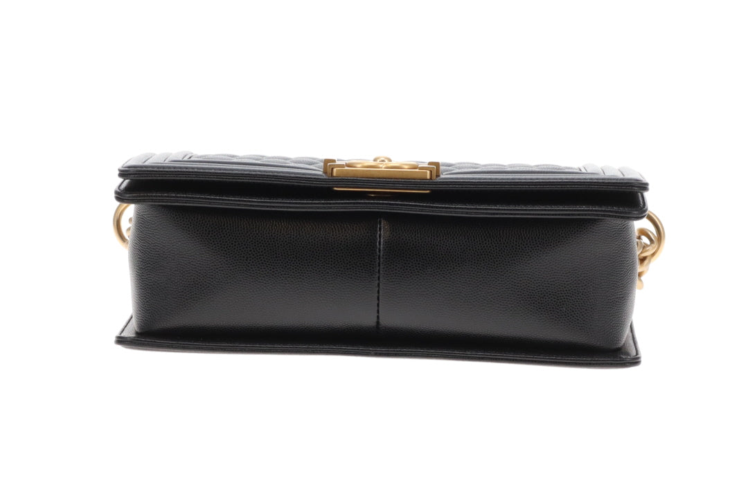 Chanel Boy Bag Medium Black Caviar 2021 With Gold Hardware
