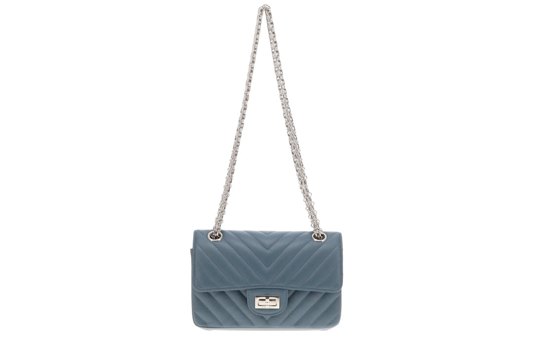 Chanel 2.55 Reissue Flap Bag In Aged Calfskin Chevron Blue 2023