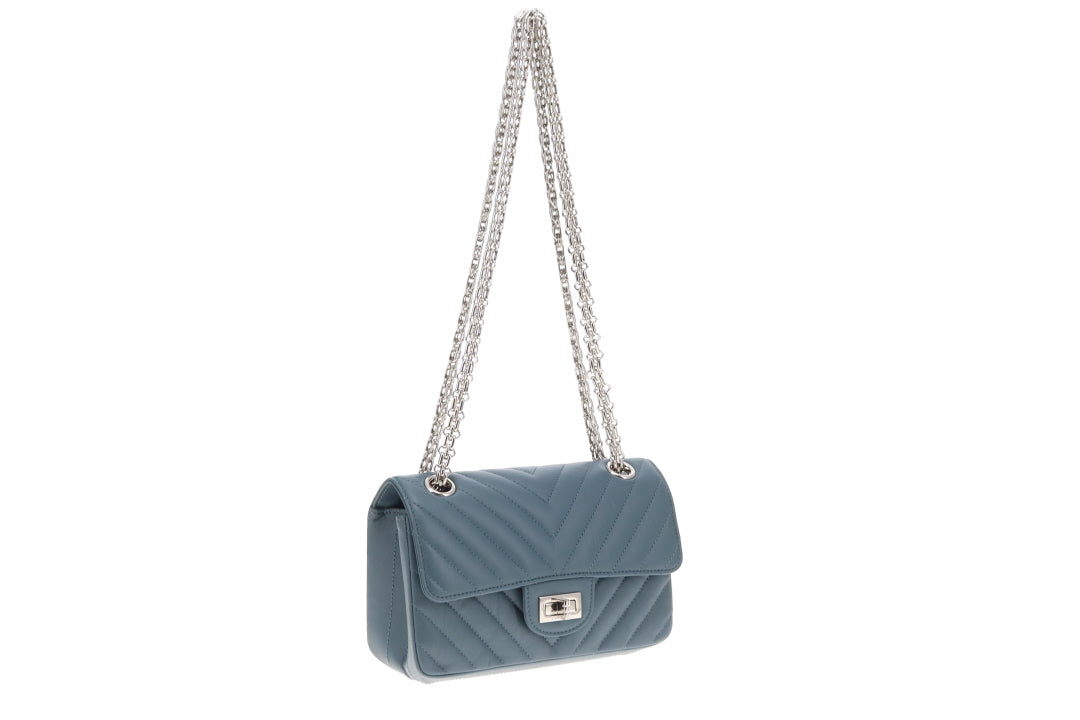 Chanel 2.55 Reissue Flap Bag In Aged Calfskin Chevron Blue 2023