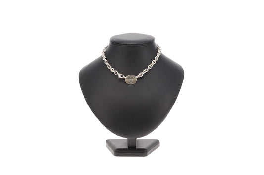 Tiffany & Co RTT Oval Tag Choker Necklace Sterling Silver