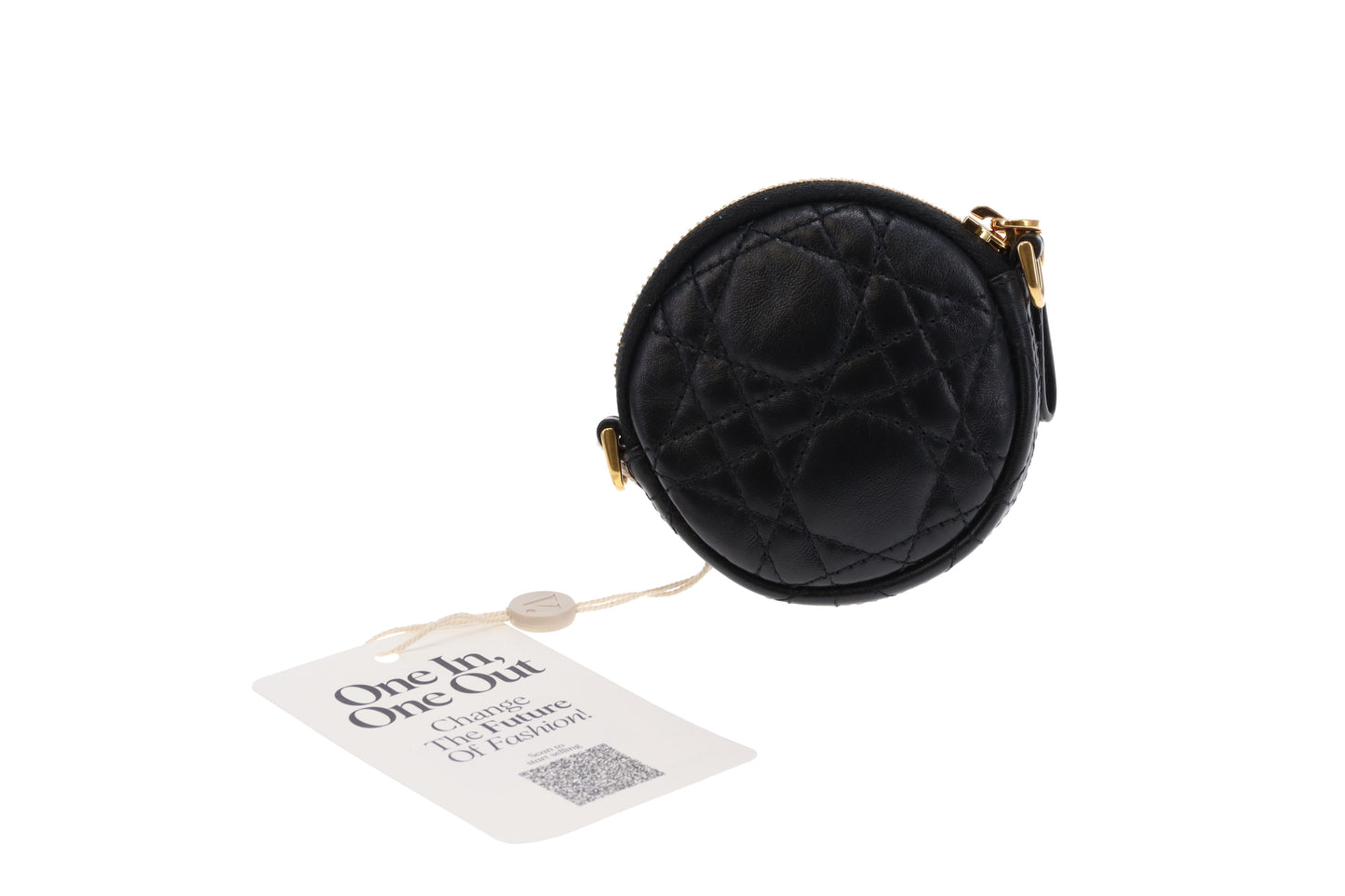 Dior Black Lambskin Mini Cannage Round Caro Crossbody Pouch