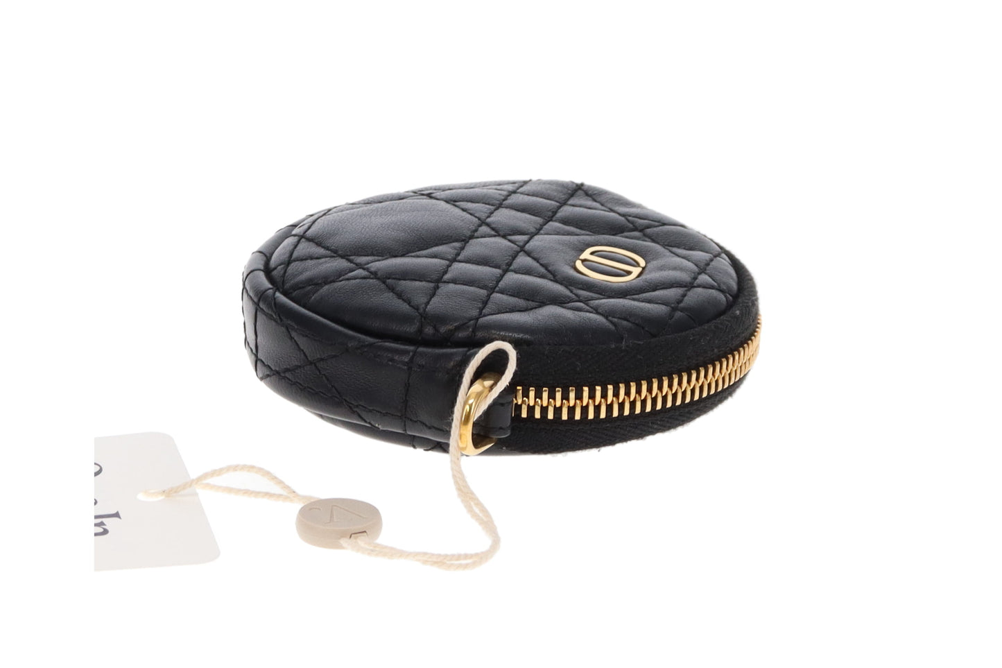 Dior Black Lambskin Mini Cannage Round Caro Crossbody Pouch