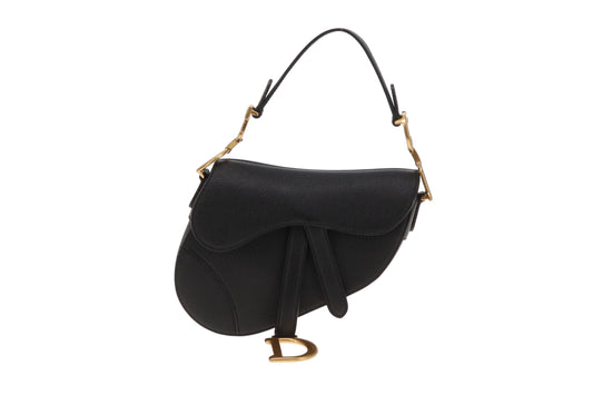 Dior Saddle Bag Mini with Strap Black Leather GHW 2022
