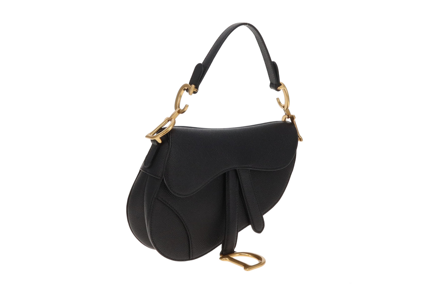 Dior Saddle Bag Mini with Strap Black Leather GHW 2022