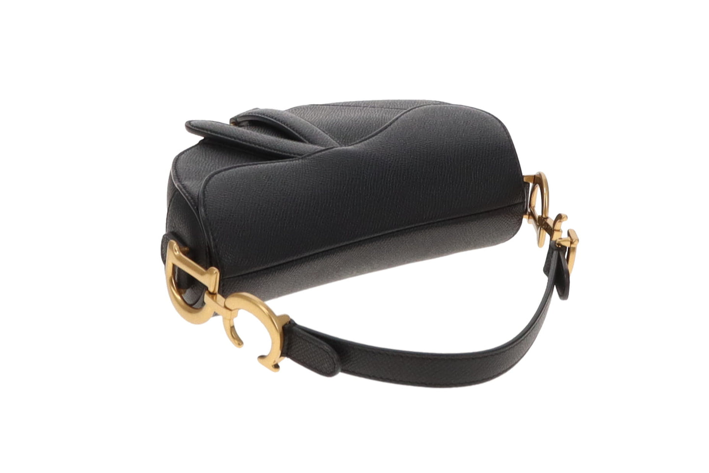 Dior Saddle Bag Mini with Strap Black Leather GHW 2022