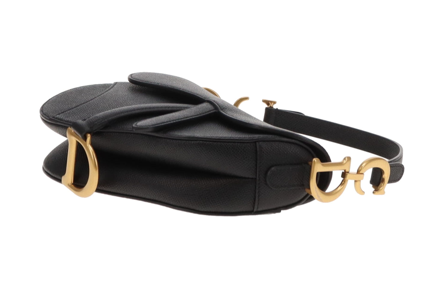 Dior Saddle Bag Mini with Strap Black Leather GHW 2022