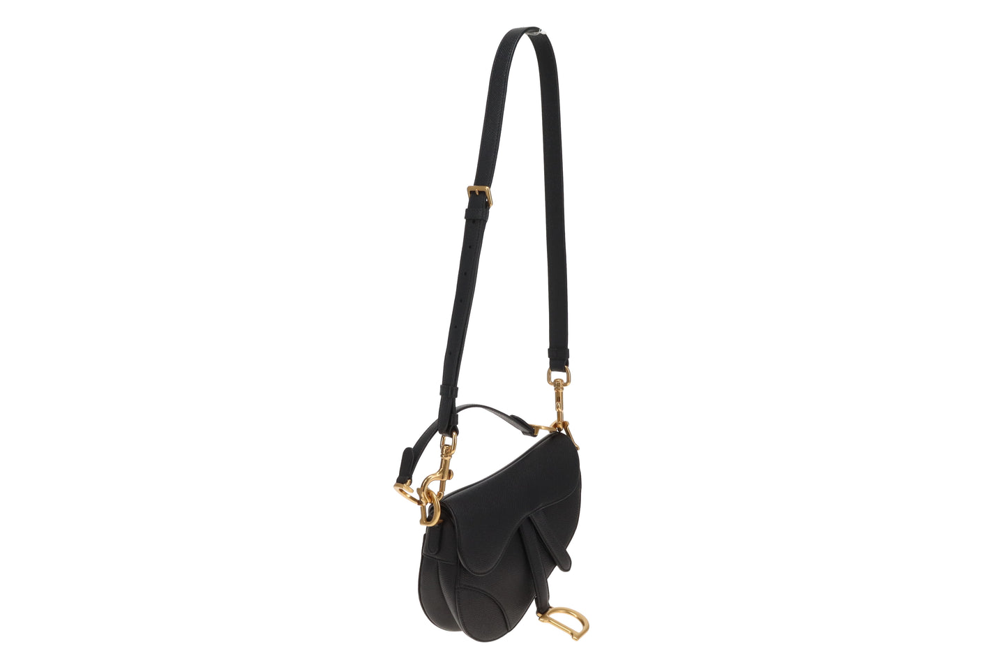 Dior Saddle Bag Mini with Strap Black Leather GHW 2022