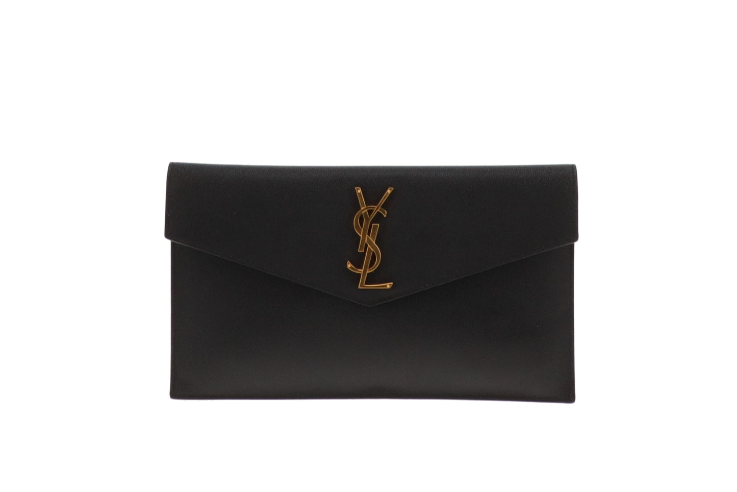 Saint Laurent Uptown Pouch  Black Grain De Poudre GHW