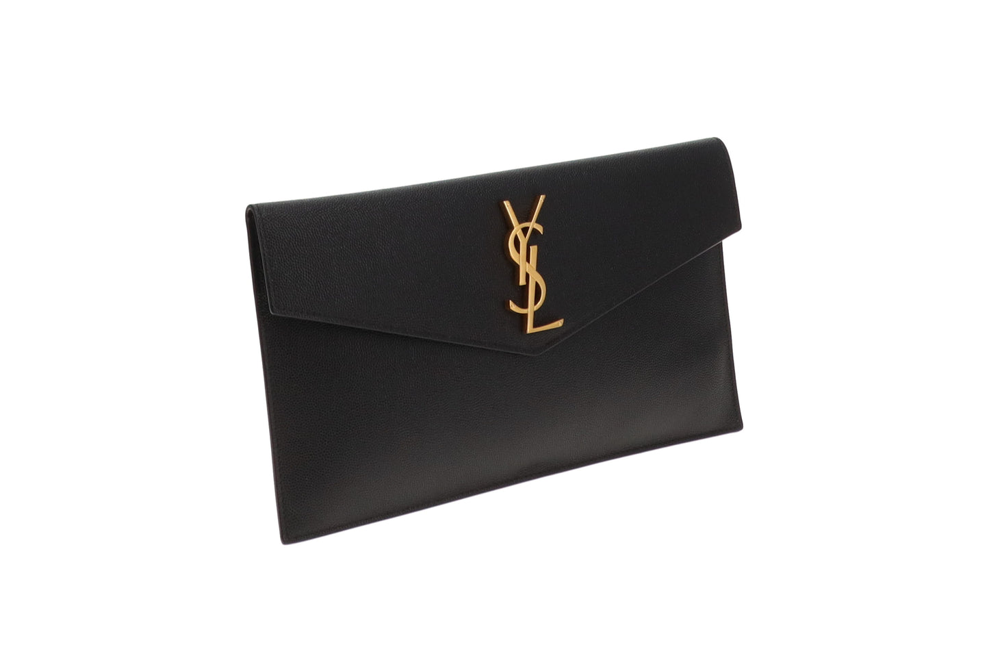 Saint Laurent Uptown Pouch  Black Grain De Poudre GHW