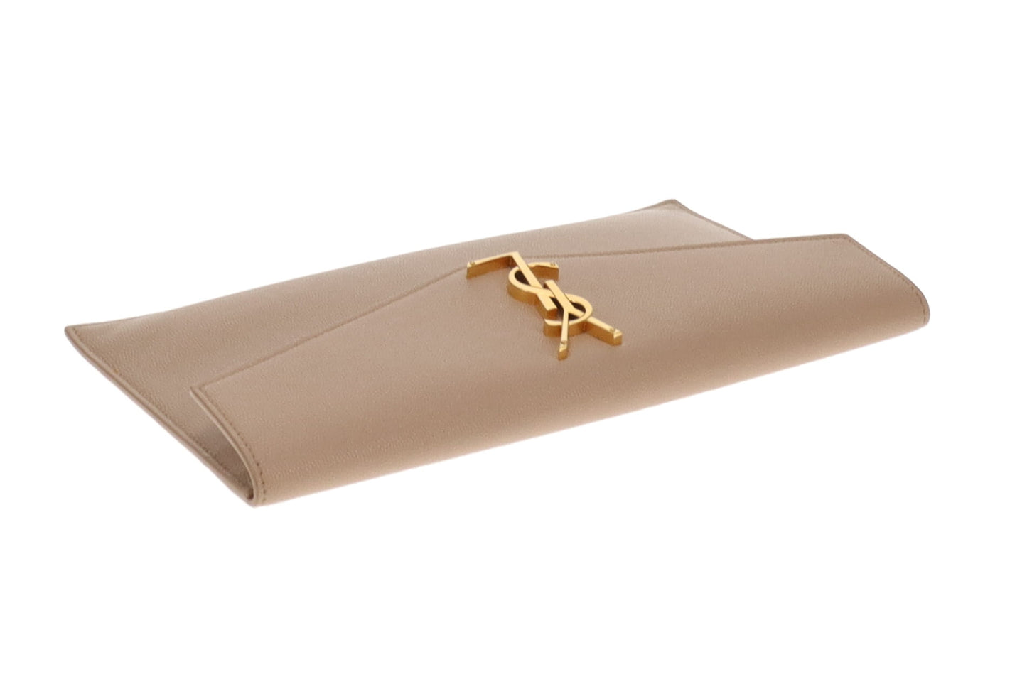 Saint Laurent Uptown Pouch Beige Grain De Poudre GHW