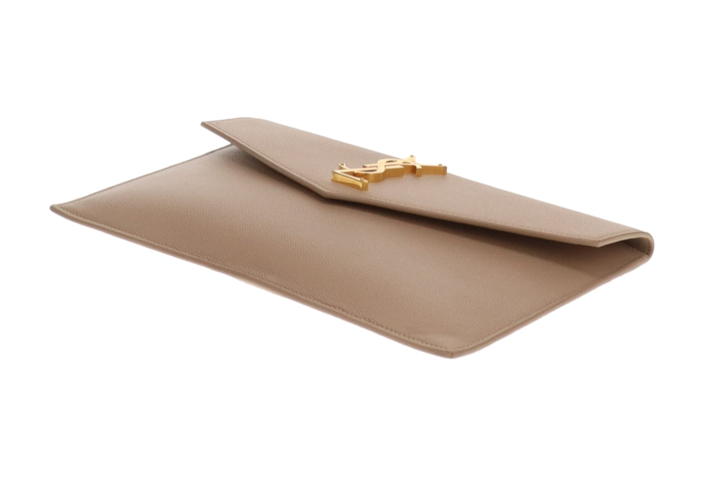 Saint Laurent Uptown Pouch Beige Grain De Poudre GHW