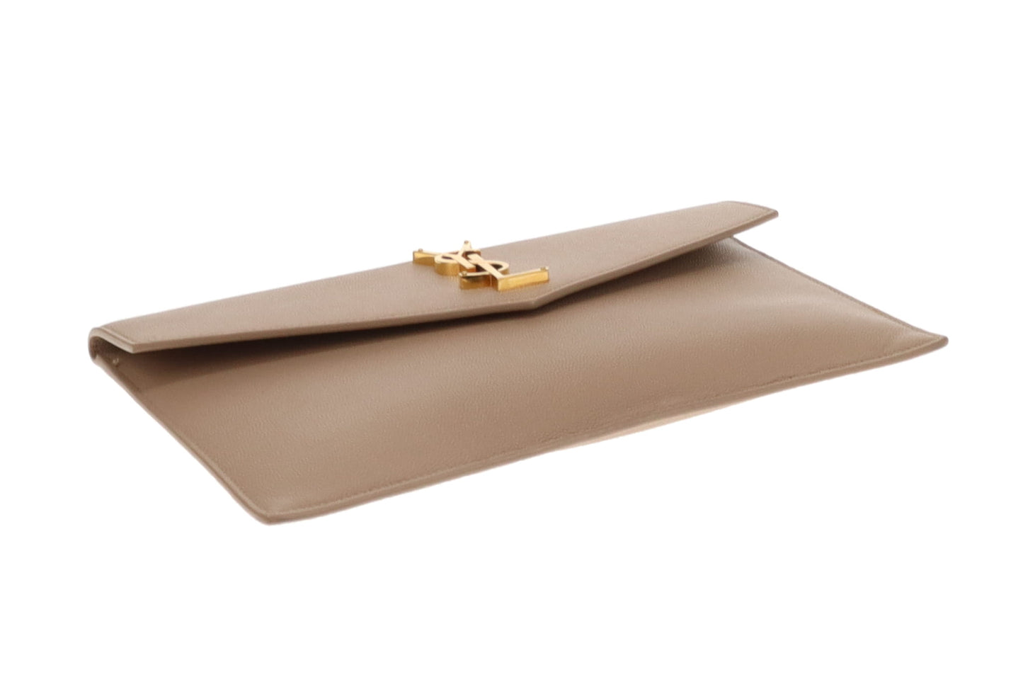 Saint Laurent Uptown Pouch Beige Grain De Poudre GHW
